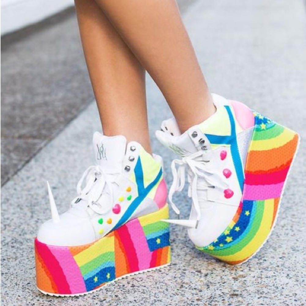 YRU Qozmo Unicorn Rainbow Platform Sneakers - 38 🦄🌈 - Raves! 🔥